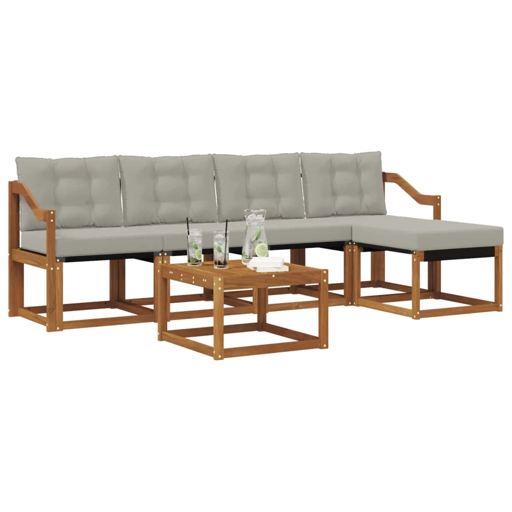 Set di divani da esterno 6 pcs Grigio Naturale e Chiaro 3368602