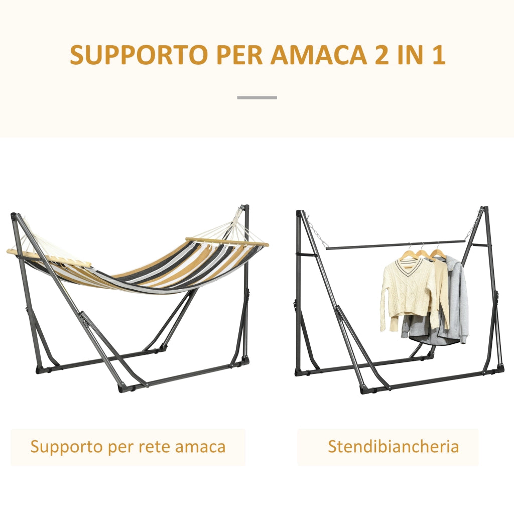 Amaca Autoportante con Supporto Pieghevole, Lettino in Cotone e Struttura in Acciaio, Grigio