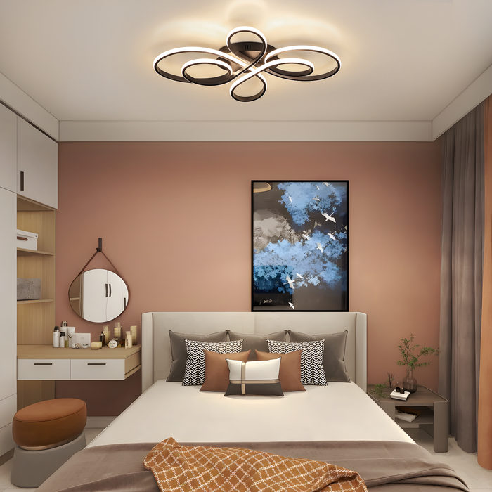 ZMH Lampada da soffitto plafoniera LED moderna nera 40cm 30W 3000K bianco caldo