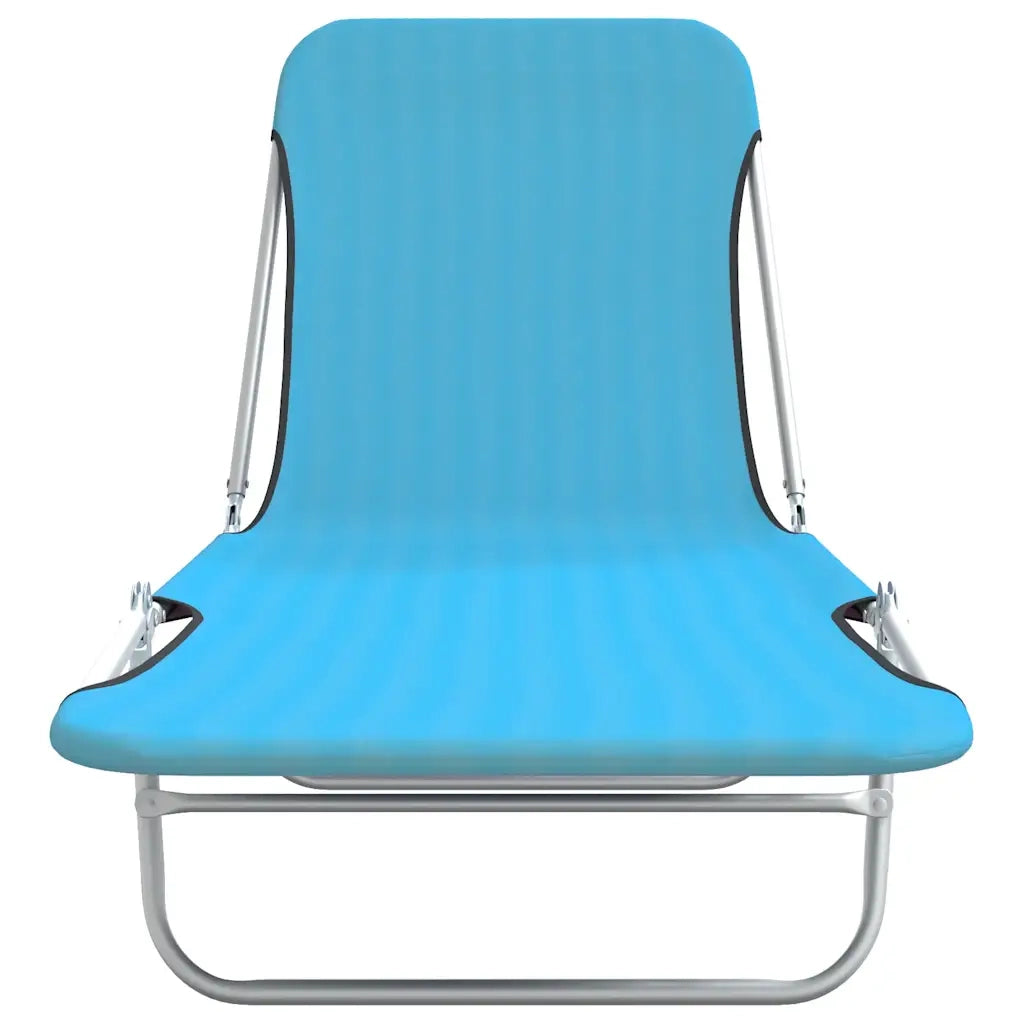 Lettini Prendisole Pieghevoli 2pz in Acciaio e Tessuto Blu 310344