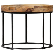 Tavolino da Salotto Legno Massello di Mango e Acciaio 50x40 cm 246672