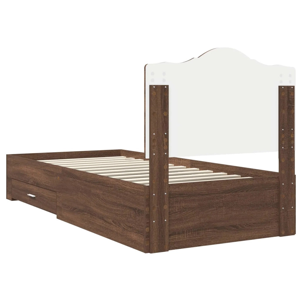 Struttura del letto con testiera Rovere Marrone 70 x 190 cm