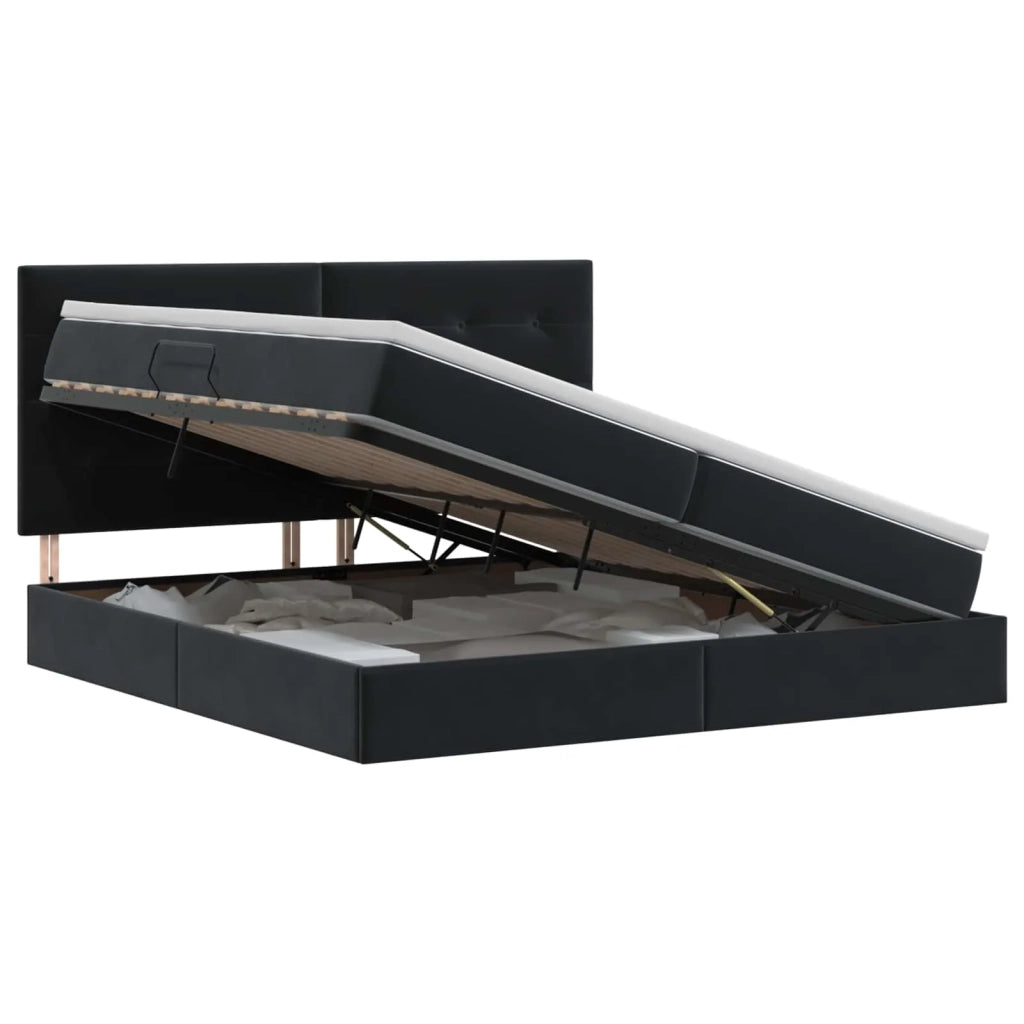 Letto con contenitore e materasso Nero 200 x 200 cm Velluto 3459713