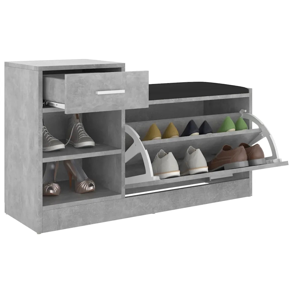 Panca Porta Scarpe-Sgabello-Panca Scarpiera Grigio Cemento 94,5x31x57 cm Multistrato