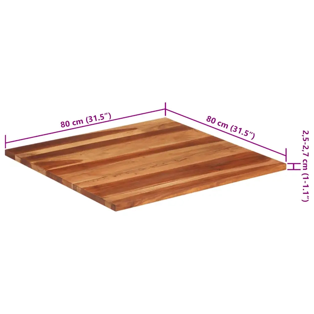 Piano Tavolo in Legno Massello di Acacia 25-27 mm 80x80 cm 285998