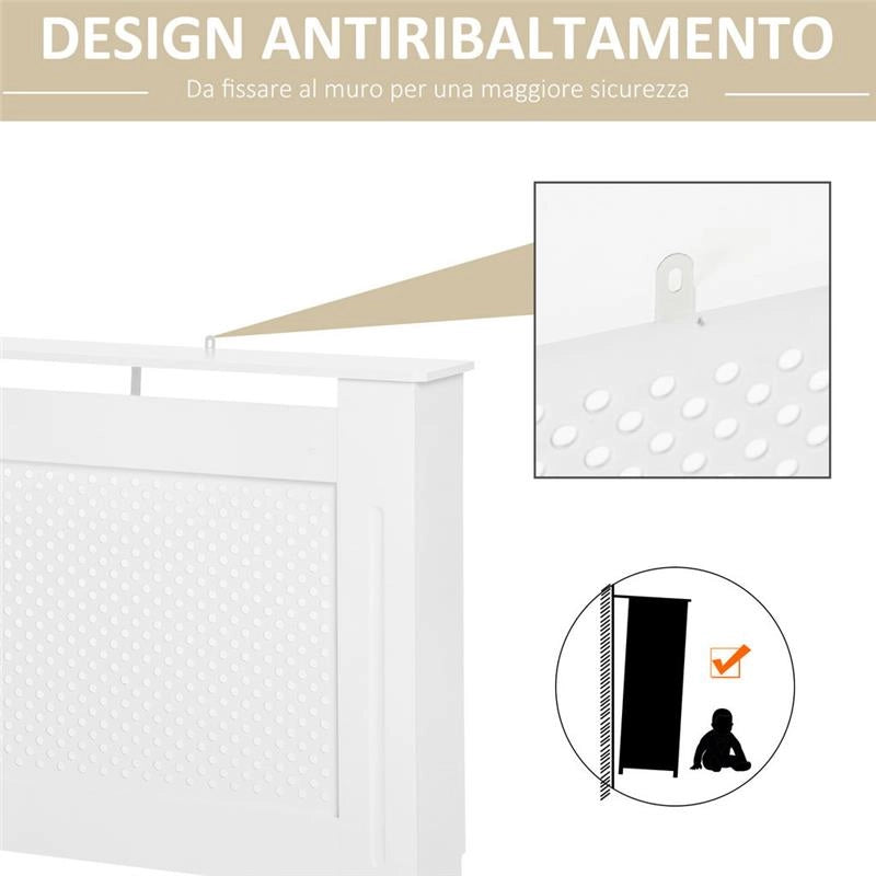 COPRITERMOSIFONE IN LEGNO A GRIGLIA 151.5X82X19CM BIANCO