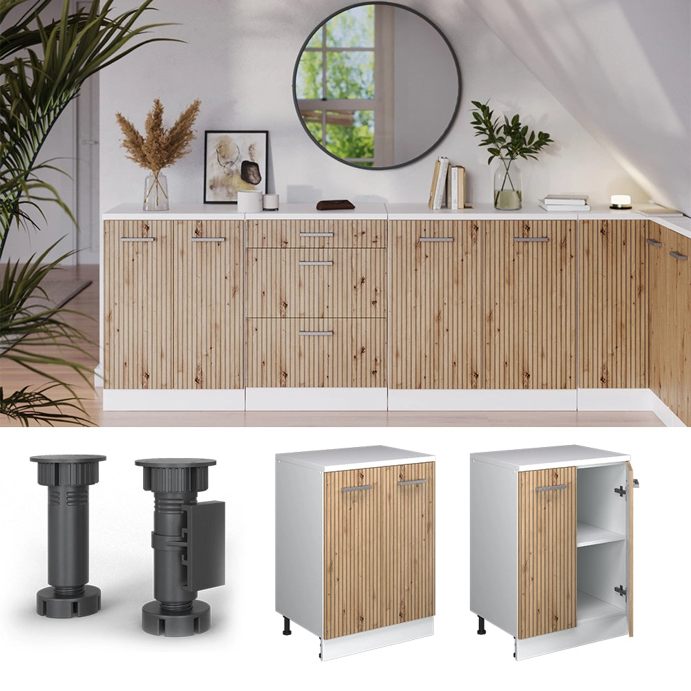 Mobile per mansarda Rion Rovere artigianale/Bianco 60 x 83.8 cm senza inclinazione con 2 ante Vicco