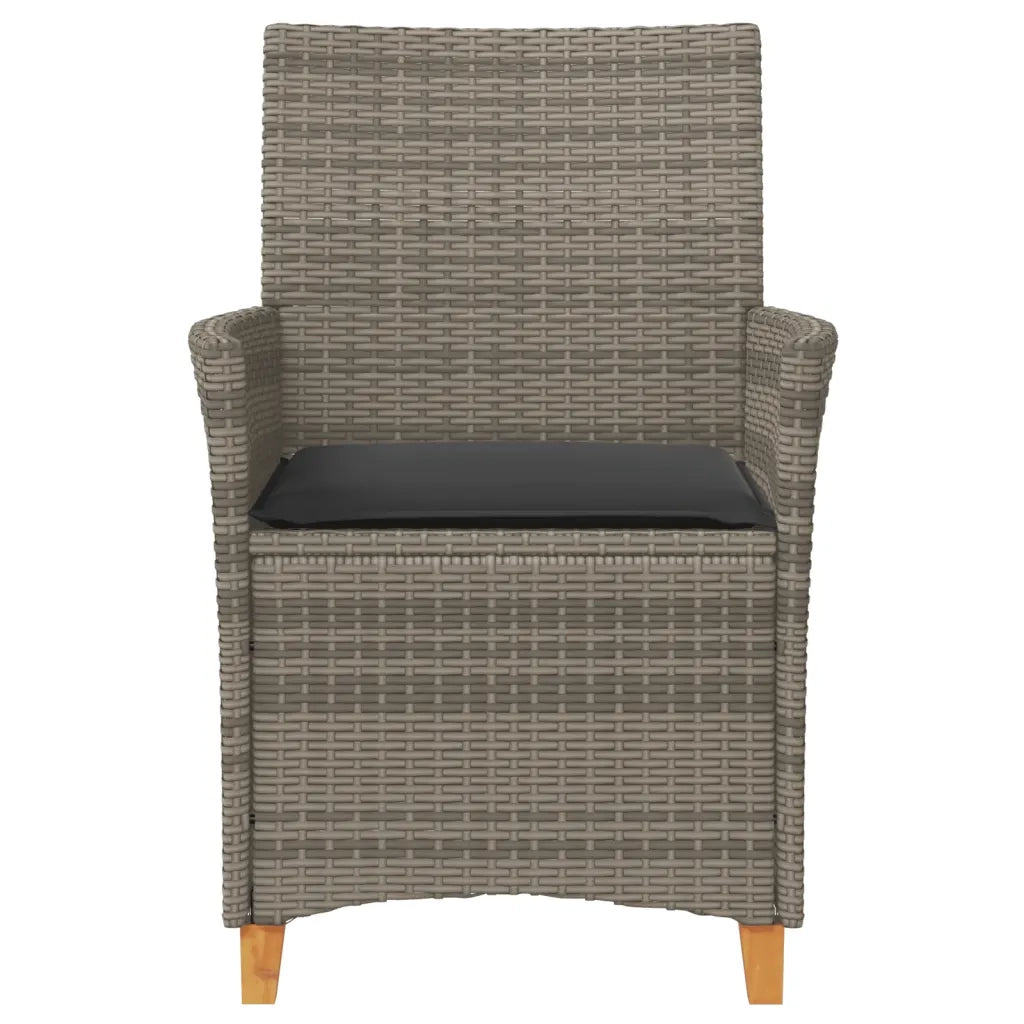 Sedie Giardino con Cuscini 2 pz | Sedie da Esterno Grigie Polyrattan Legno Massello