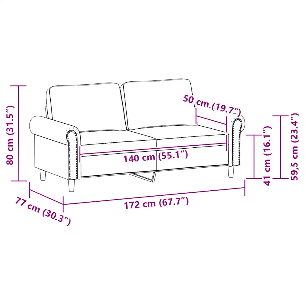 Divano a 2 Posti Nero 140 cm in Similpelle 359504