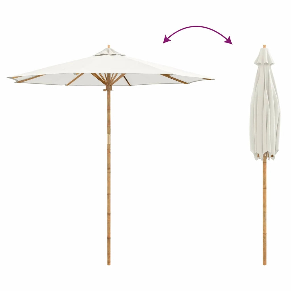 Ombrello da giardino-Ombrellone da spiaggia Bianco Crema ? 240 x 260 cm Bamb¨´