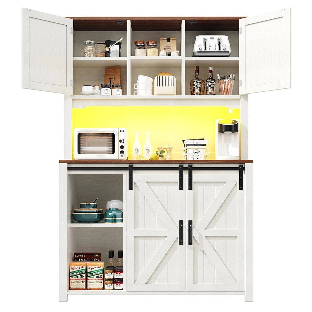 Armadio cucina con ante scorrevoli e LED - Xylo - 115x40x175 cm - Nero/Bianco