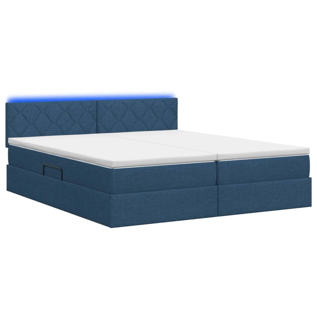 Letto con contenitore LED e materasso Blu 180 x 200 cm Tessuto 3459365