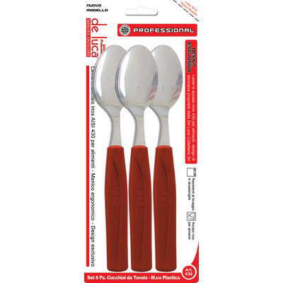 CUCCHIAIO TAVOLA SUPER DE LUCA - MANICO PLT MARRONE/INOX CF=PZ 6- 2 confezioni