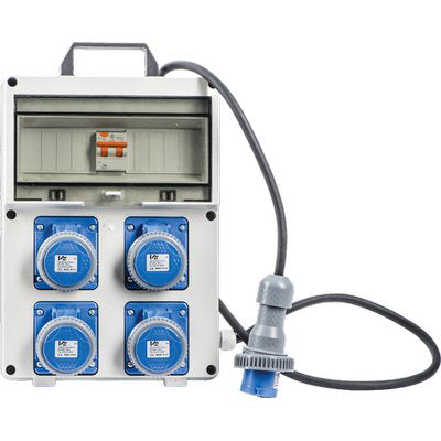 QUADRO DISTRIBUZIONE PL220/4 VB - PRESE CEE BLU X4 MM 210X335 H.MM 110