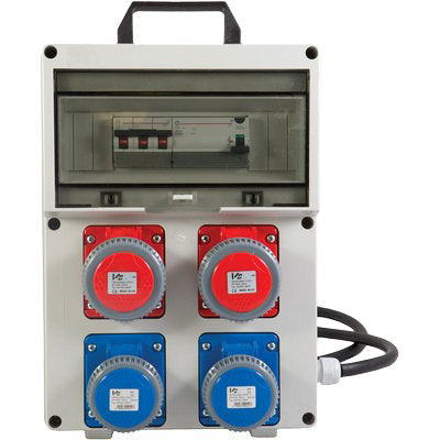 QUADRO DISTRIBUZIONE ROSSO/BLU PL380/2/2 VB - PRESE CEE BLU X2+CEE ROSSA X2 MM 204X403 H.MM 177