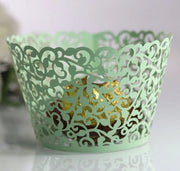 Cupcake-avvolgitore artistico - 50 pezzi - stampi per dolci antiscivolo - verde A - decorazione per feste - decorazioni per matrimoni e compleanni