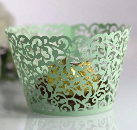 Cupcake-avvolgitore artistico - 50 pezzi - stampi per dolci antiscivolo - verde A - decorazione per feste - decorazioni per matrimoni e compleanni