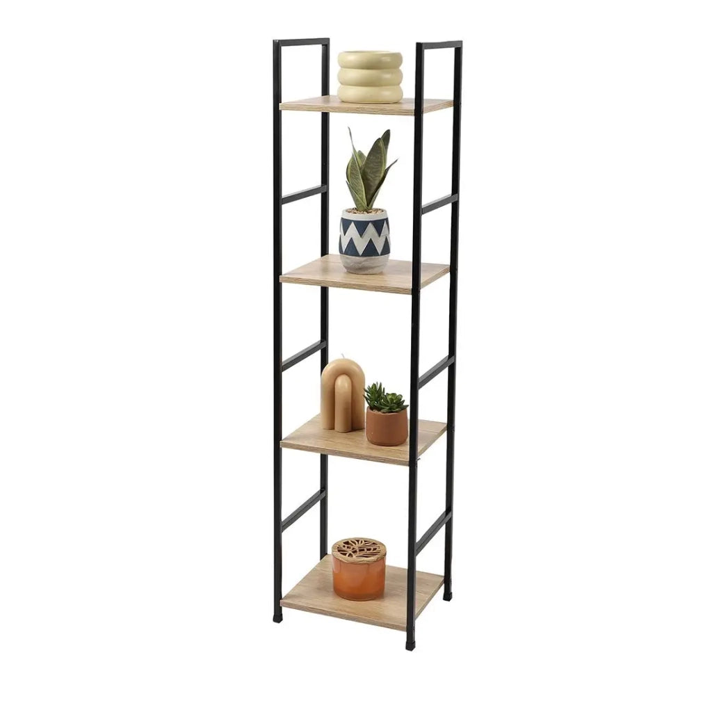 Scaffale a 4 ripiani collezione HOLBORN - Stile industriale, colore rovere e nero