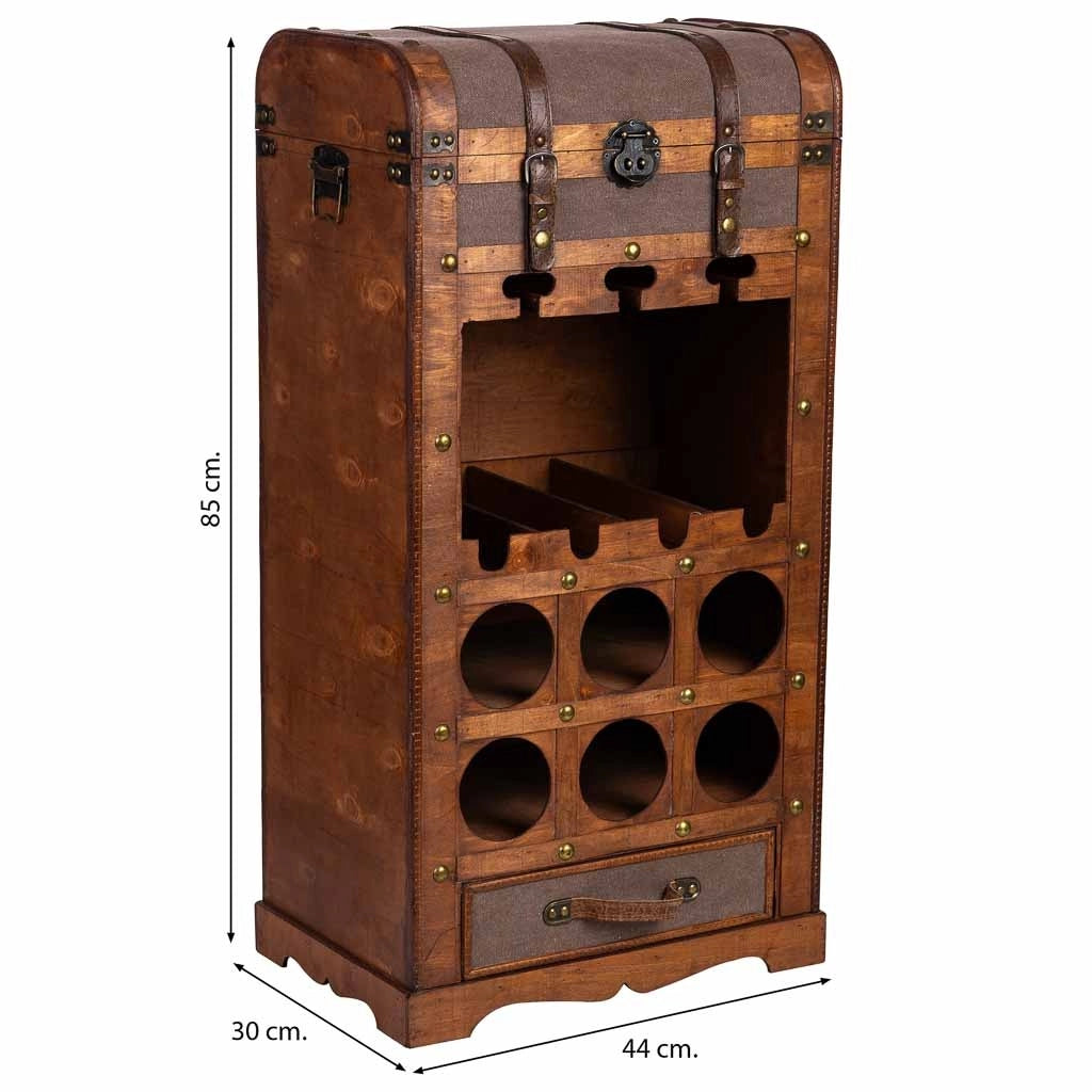 Baul porta bottiglie in legno 44x30x85h cm