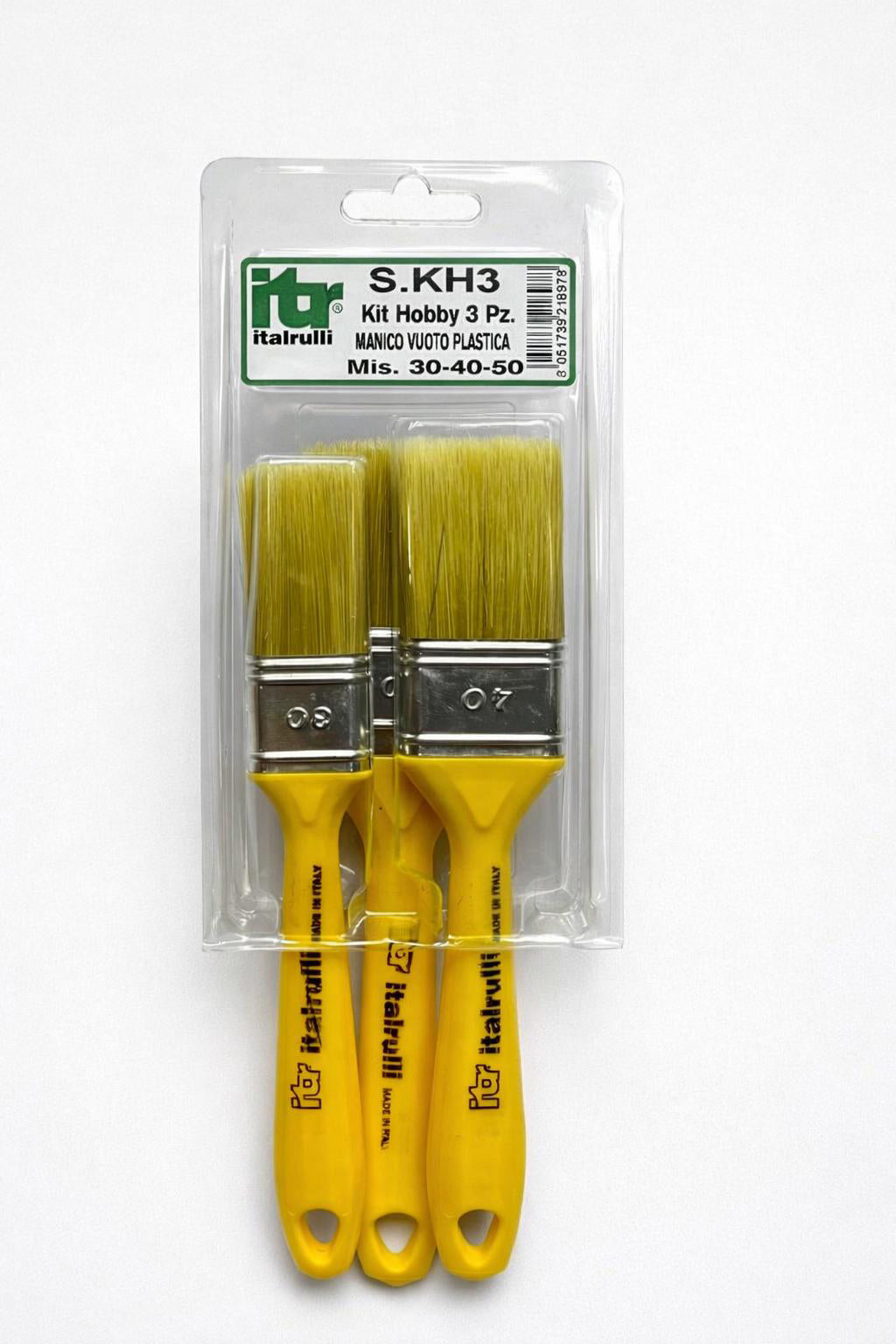 KIT PENNELLESSA MANICO PLAST GIALLO 30-40-50  3PZ- ITALRULLI- 6,0 pz