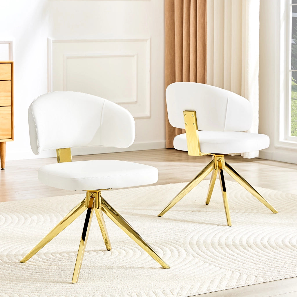 SEDIA girevole 360° Set da 2 in PU Bianco con struttura in metallo