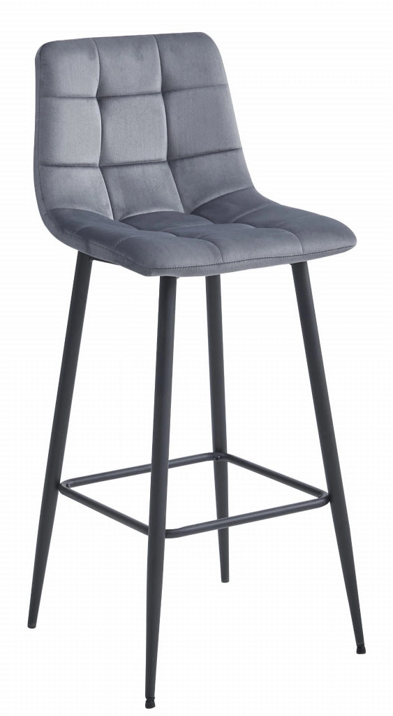 Sgabello Valora TEOTO in velluto grigio scuro con gambe nere per cucina x4