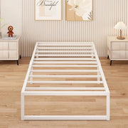 Letto in Metallo 90x200 cm - Stabilità e Spazio di Deposito - Bianco
