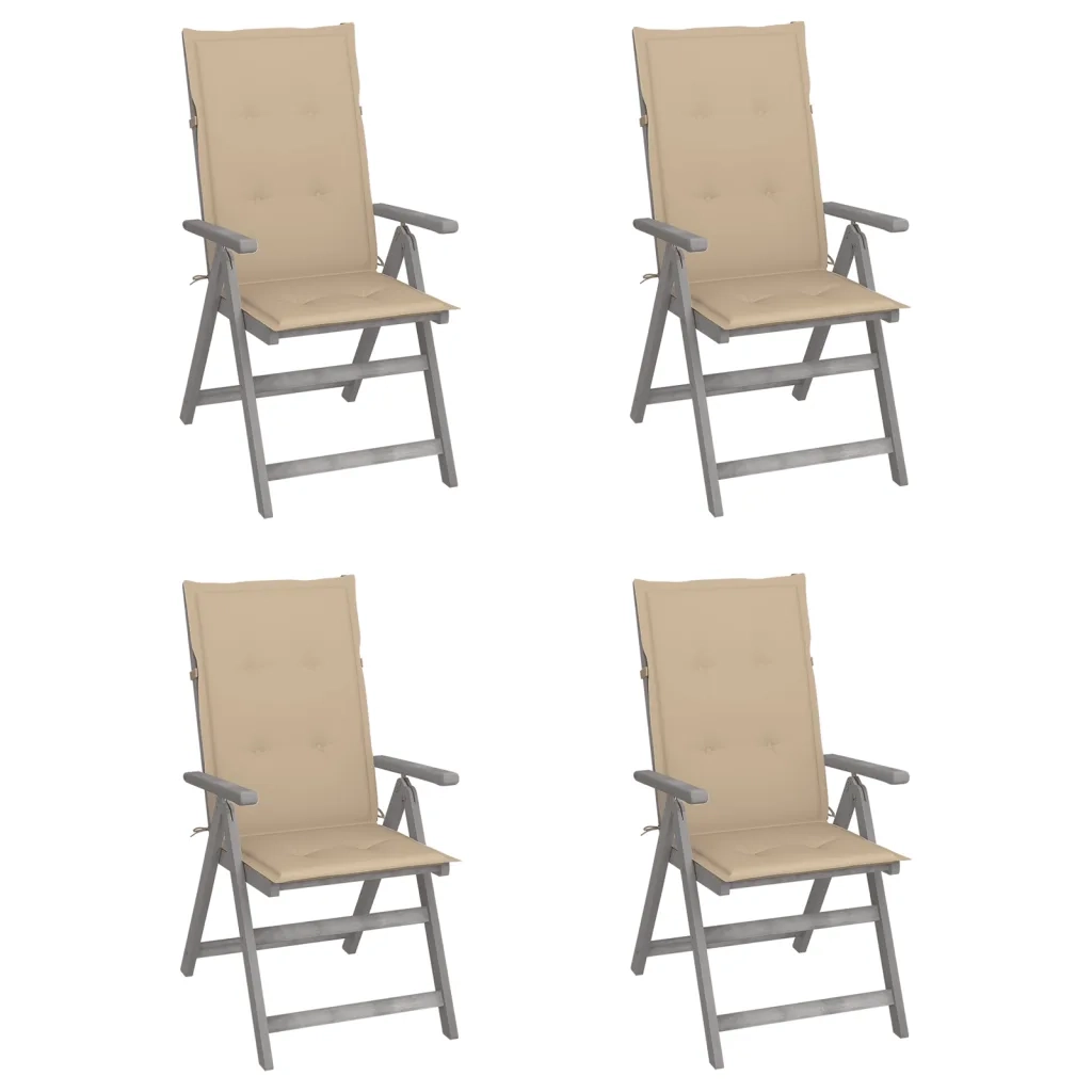 Sedie da Giardino Reclinabili 4 pz con Cuscini Massello Acacia cod mxl 8264
