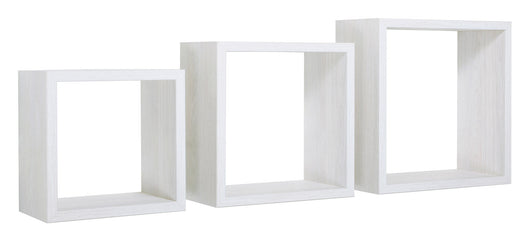 Set 3 Mensole da Parete Cubo in Fibra di Legno Incubo Rovere Sbiancato