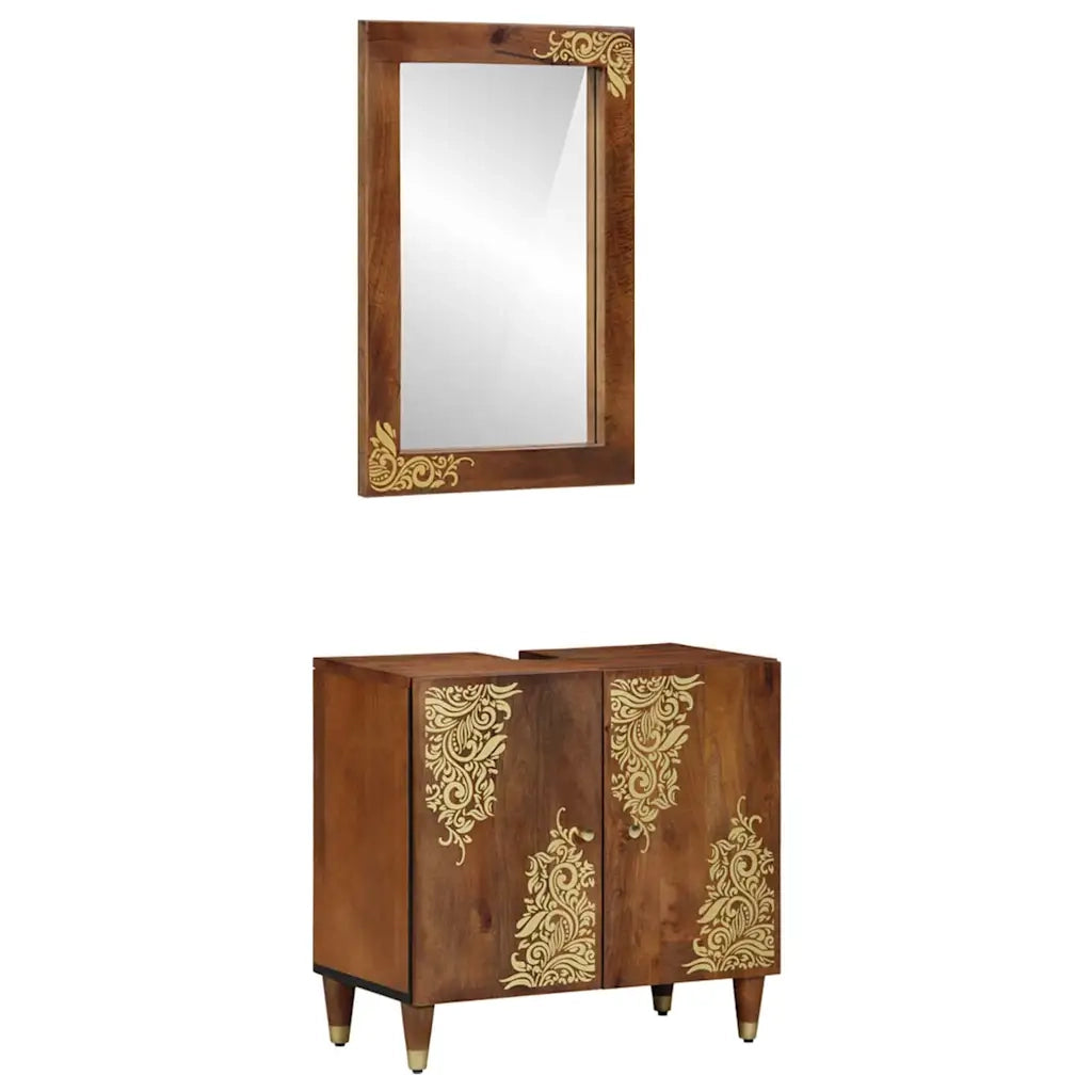 Set di Armadi da Bagno Montaggio a parete 2 pcs Marrone miele