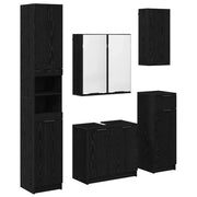 Set di mobili per il Bagno | Armadio da bagno 5 pz Rovere Nero Legno multistrato