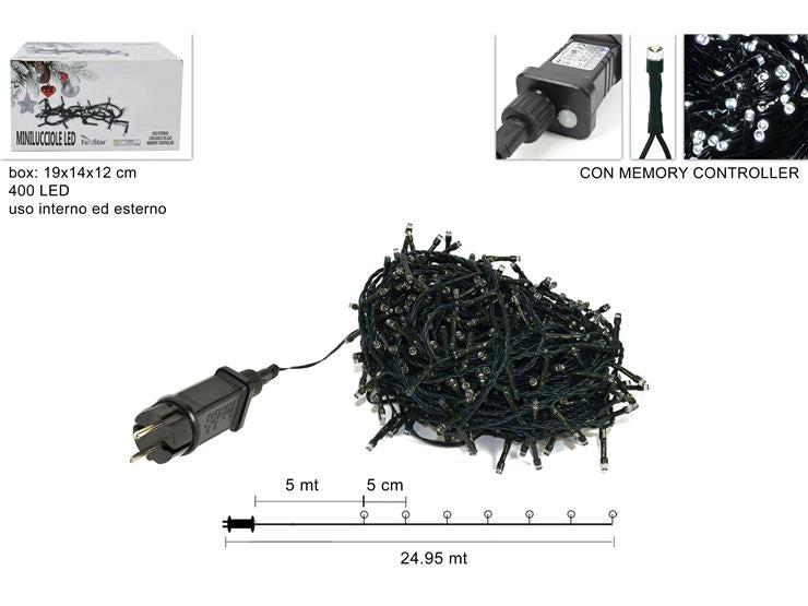 Decorazione Natale Minilucciole da Esterno 400 Led Bianchi