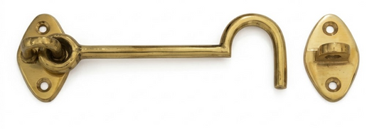 Gancio Fermapersiane Snodato con Incontro Ottone Lucido 120 mm 5 pezzi
