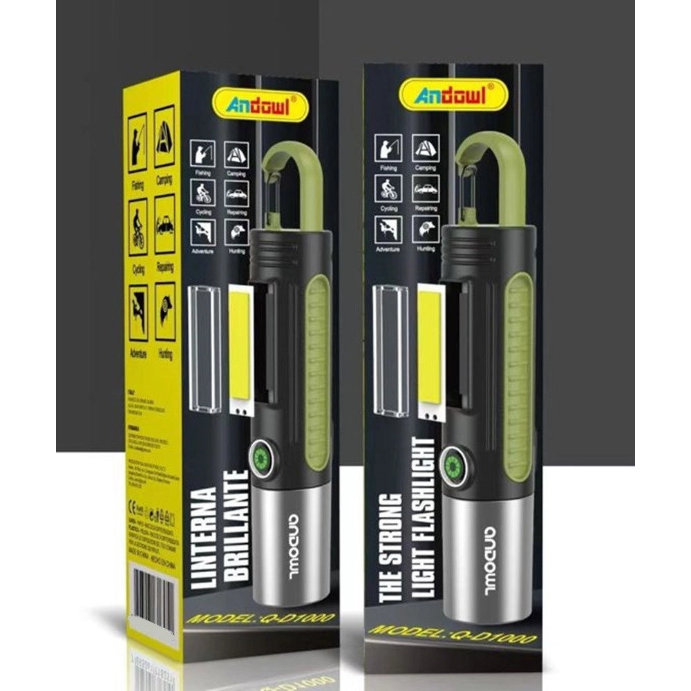 Trade Shop - Lampada Da Campeggio Torcia A Led Di Emergenza Ricaricabile Portatile Con Gancio Q-d1000 -
