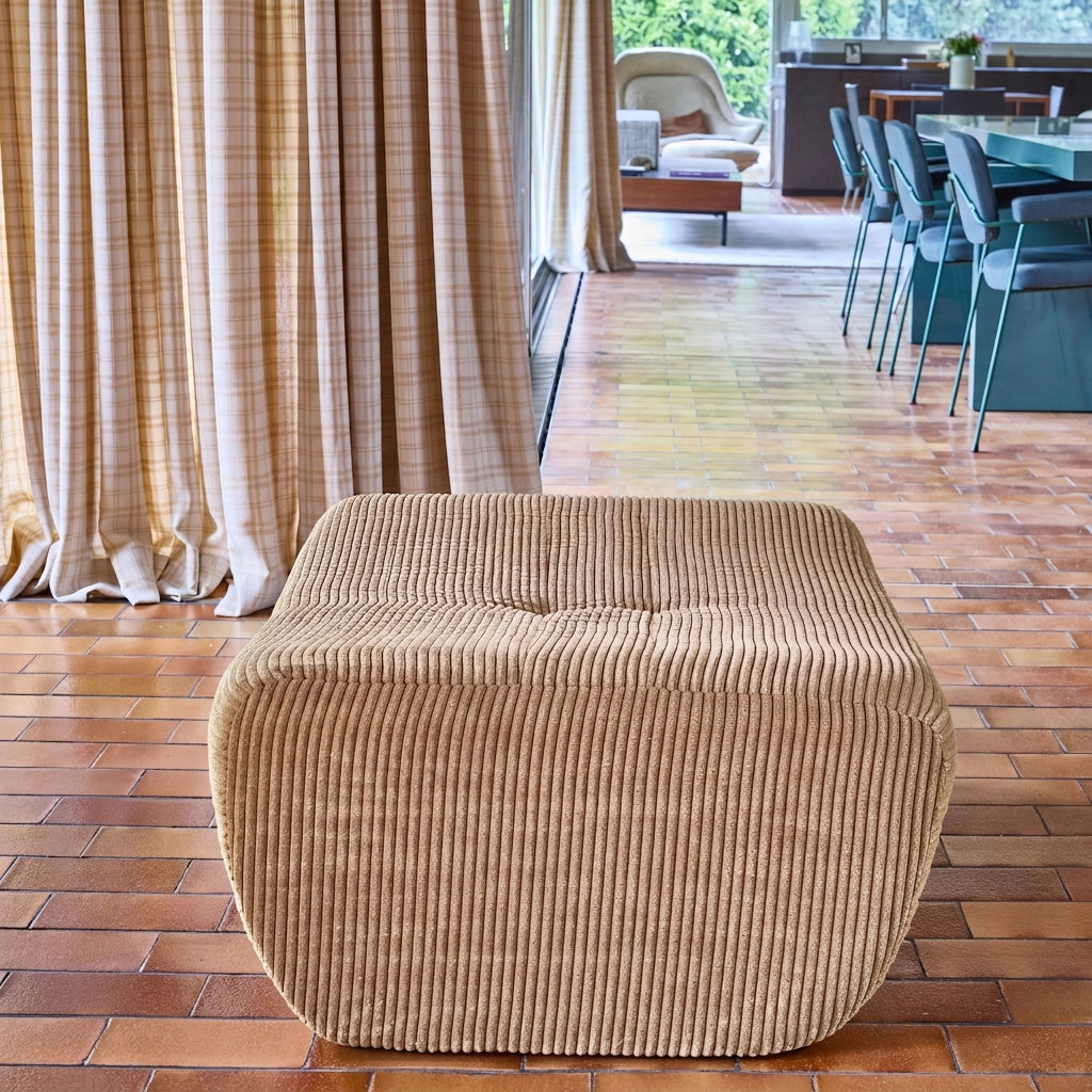 Poggiapiedi per poltrona sokol in velluto a coste, beige scuro
