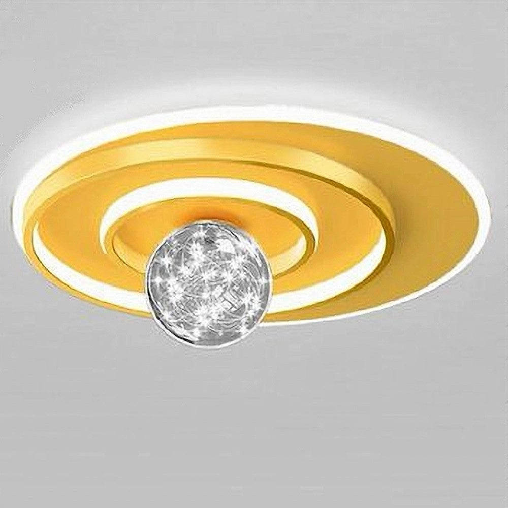 Trade Shop - Plafoniera Led 48 W Cerchio Spirale Oro Sfera Lampadario Tondo Luce Fredda 70784 -