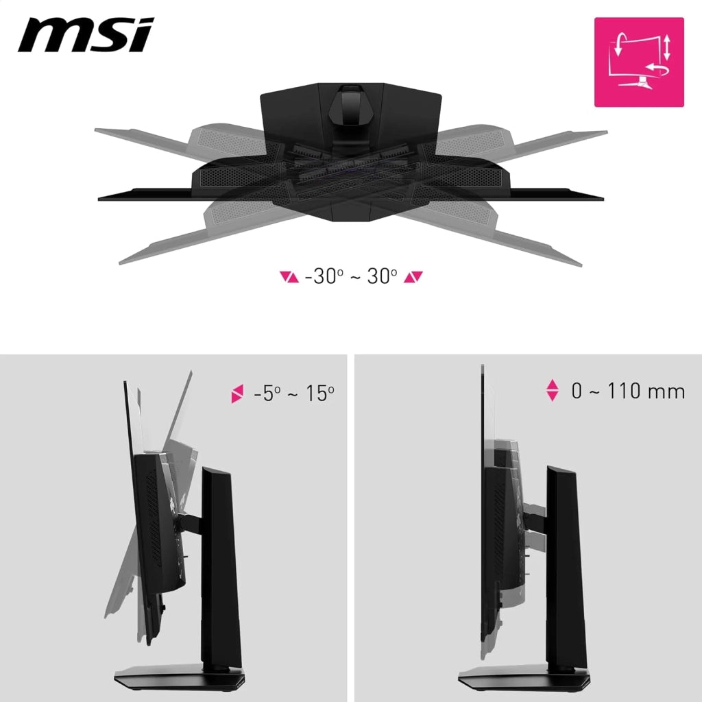 MPG 322URXDE QD-OLED, 32 pollici, 4K UHD, 3840 x 2160, monitor OLED, 240 Hz, 0,03 ms, DisplayHDR True Black 400, compatibile con G-SYNC, HDMI 2.1, DP 2.1a, USB C (98 W PD), regolabile in altezza