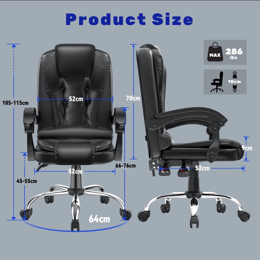 Sedia da ufficio, sedia da ufficio ergonomica  con braccioli, schienale e altezza regolabile, girevole a 360°, nera