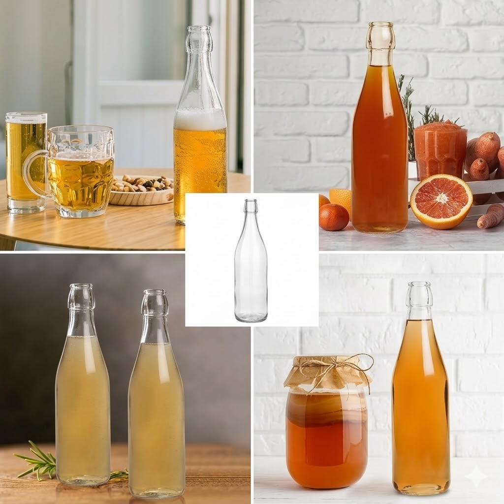 Bottiglia Vetro Costolata Trasparente 1 lt 20 pezzi