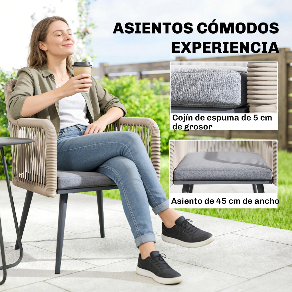 Set 2 Sedie da Giardino in Rattan con Cuscini e Braccioli ¨C Xylo ¨C Struttura Acciaio Grigio 54x65x80 cm