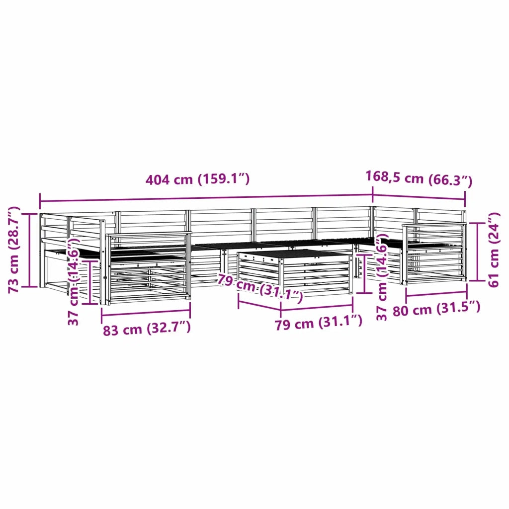 Set di divani da esterno 8 pcs Naturale