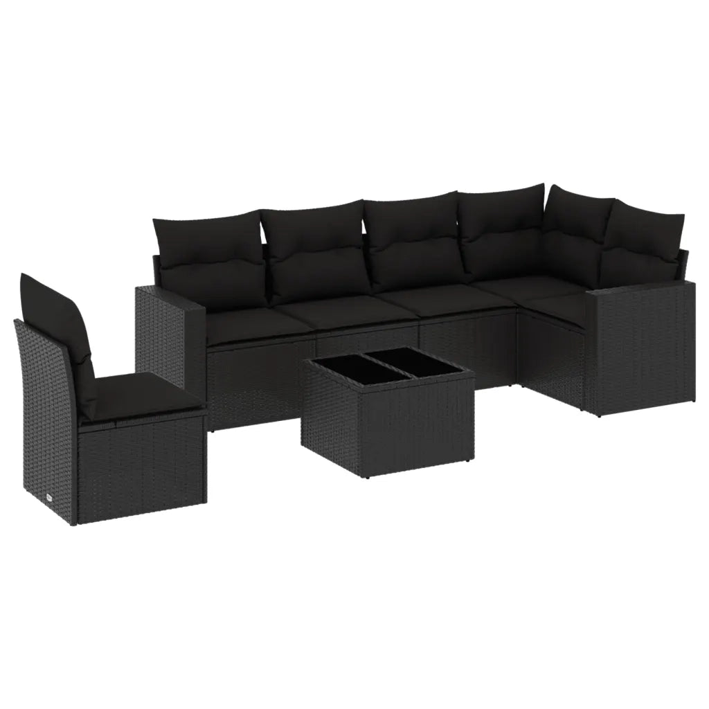 Set Divani da Giardino con Cuscini 7pz Nero Polyrattancod mxl 88018