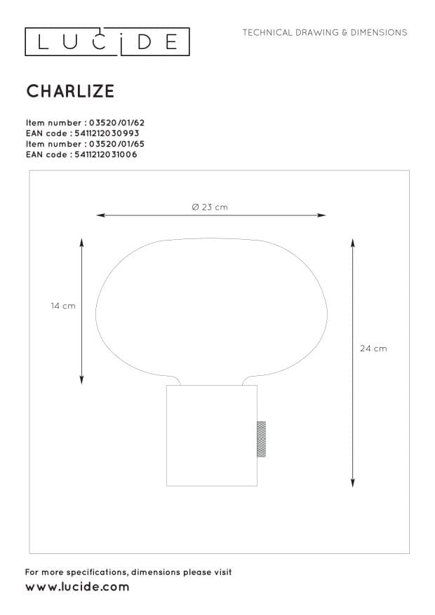 Lampada da tavolo Lucide Charlize marmo nero E27 40W