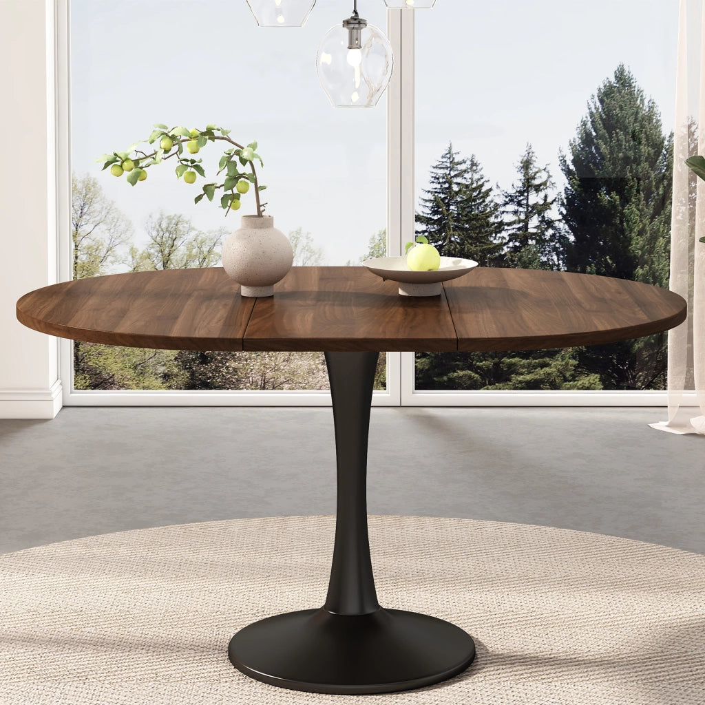 Tavolo da pranzo - ovale estraibile - 100/140x100x75 cm - stile moderno - noce - per sala da pranzo