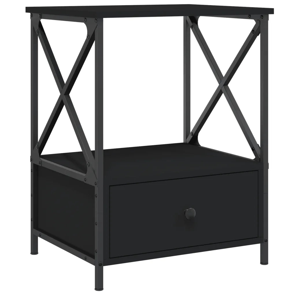 Set di 2 Comodini | Armadio da Notte | Mobiletto da notte Neri 50x41x65 cm in Legno Multistrato