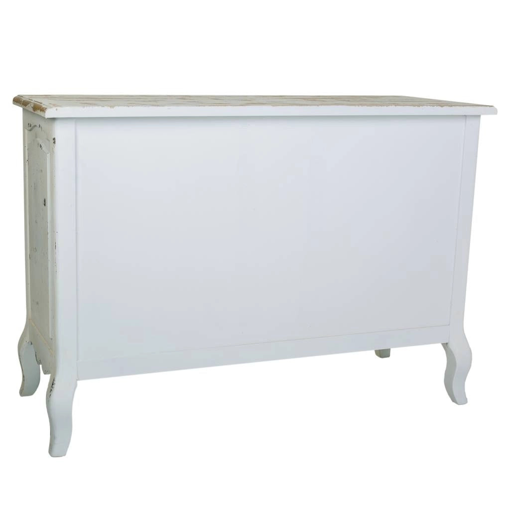 Cassettiera in legno laccato bianco 120x51x84h