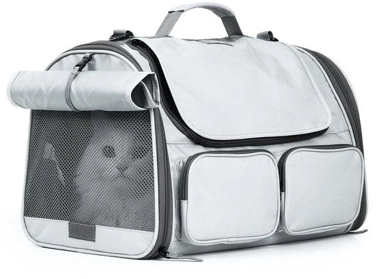 Portaoggetti per Animali di Compagnia Autorizzato per l'Aviazione - Tasca di Trasporto morbida - Grande Portaoggetti per Gatti - 4 Finestre a Gas - 4 Tasche di Stoccaggio - Buona Ventilazione - Portaoggetti per Animali di Compagnia