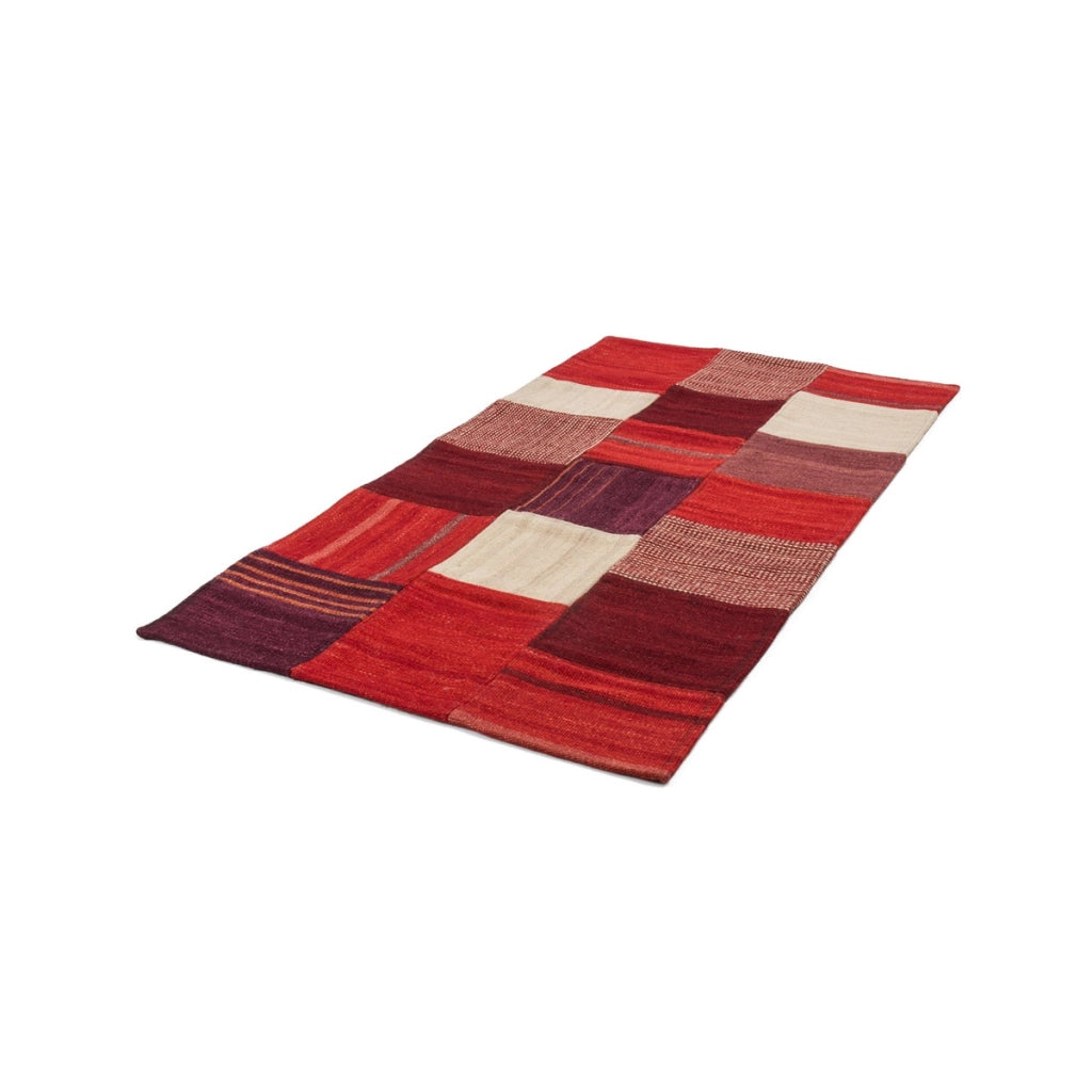 Tappeto Kilim Radical 230 in Lana e Cotone Rosso