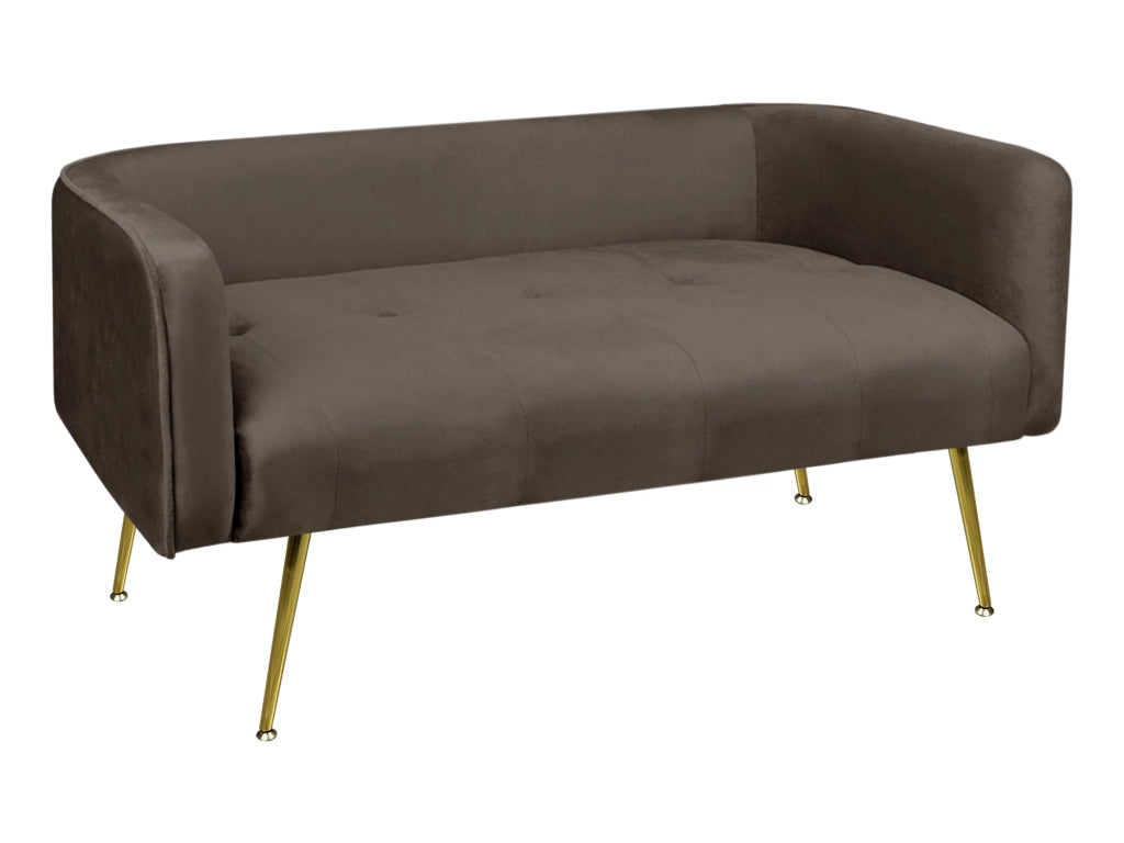 Divano Due Posti In Velluto Gambe In Acciaio Color Oro Divanetto 2 Persone 126x49x57 Cm Design Moderno Soggiorno Panca Pie Di Letto - Testa di moro
