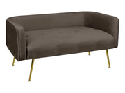 Divano Due Posti In Velluto Gambe In Acciaio Color Oro Divanetto 2 Persone 126x49x57 Cm Design Moderno Soggiorno Panca Pie Di Letto - Testa di moro